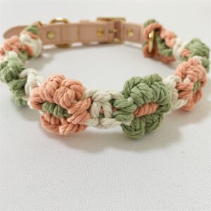 handmade adjustablemacrame dog collar soft cotton braided dog collar with boho knot design c233008 (复制)