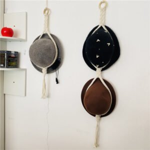 boho macrame hat hanger wall mounted macrame baseball cap hanger hat stand 223001