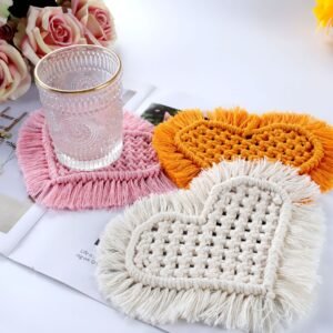 2pcs 3.8in macrame car coasters for cup holders, absorbent macrame drink coaster for car accessories c223021 (复制)