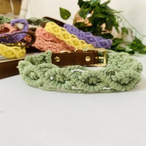 stylish macrame dog collar handwoven boho pet collar with intricate knots comfortable collar for daily walks & training c233007