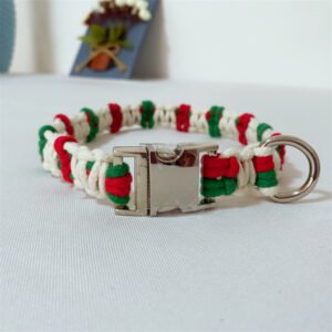 festive red and green christmas dog collar with strong metal closure c243018