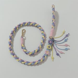 stylish pet accessory anti tip dog leash handwoven 59.6in macrame flower dog leash with tassel c258015
