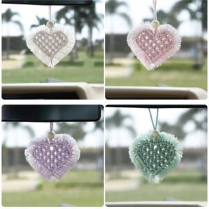 handmade macrame rear view mirrior car ornament boho feng shui hanging for car c238085 (复制)